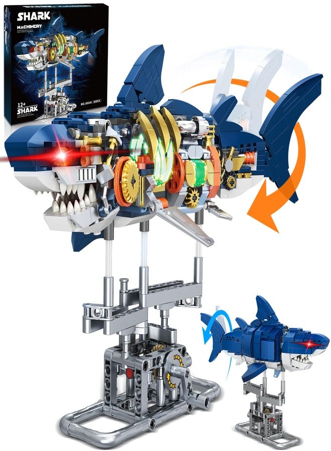 Jorumo Shark Building Block Set for Boy 8-12, Ideas Sea Animal Building Blocks Toys with Lighting and Rotatable Link Components, STEM Toys for Kids Adults Crossing Ocean Lovers, 666Pcs - Image 1